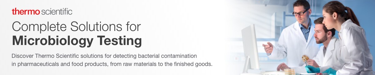 Thermo Scientific Industrial Microbiology Products Banner Lab technicians with microbiology testing material